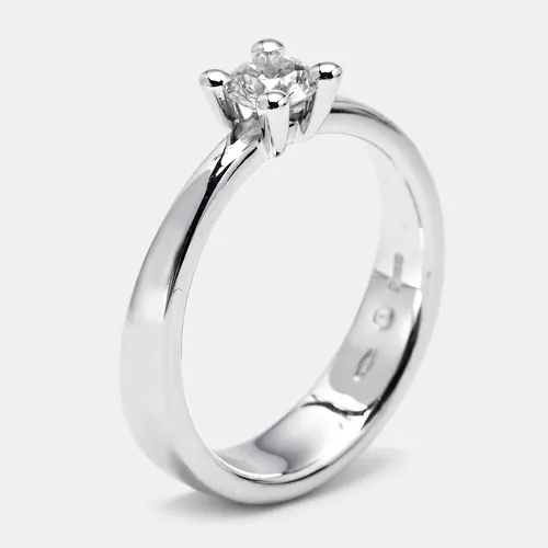 Damiani Solitaire 18k White Gold Ring Size 55