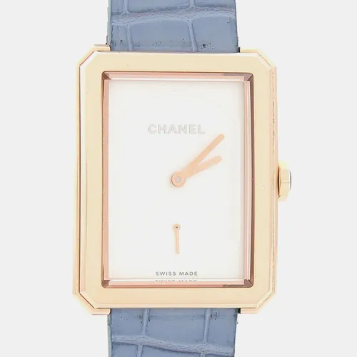 Chanel Boy -Friend H4315 Manual Winding Opaline White Dial 18k Beige Gold Women's Wristwatch 28.5mm