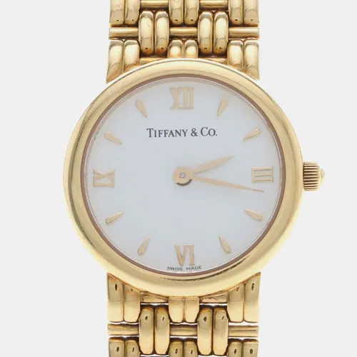 Tiffany & Co. 14552529 White 18K Yellow Gold Quartz Women's Wristwatch 23.5mm