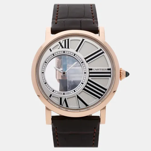 Cartier Rotonde De Cartier Mysterious Hours W1556223 Silver 18k Rose Gold Manual Winding Men's Wristwatch 42mm