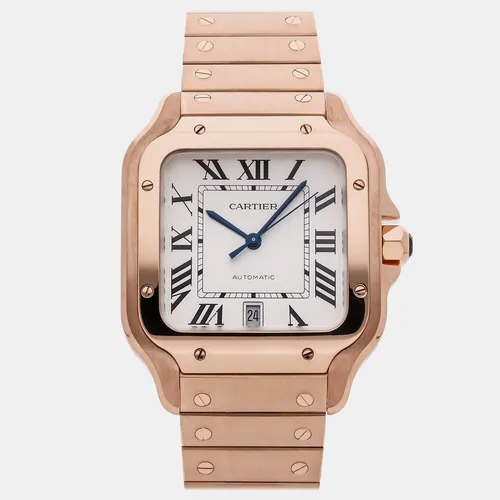 Cartier Santos WGSA0018 Silver Rose Gold Automatic Men's Wristwatch 39mm