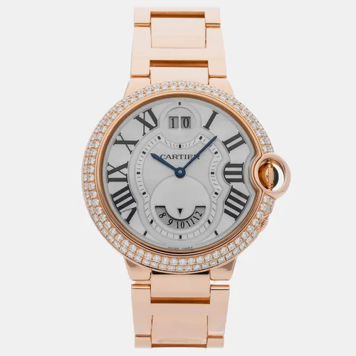 Cartier Ballon Bleu WE902019 White 18k Rose gold Quartz Men's Wristwatch 38MM