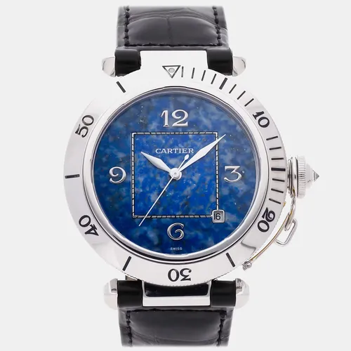 Cartier Pasha W3010551 Blue Stainless Steel Automatic Men's Wristwatch 38mm