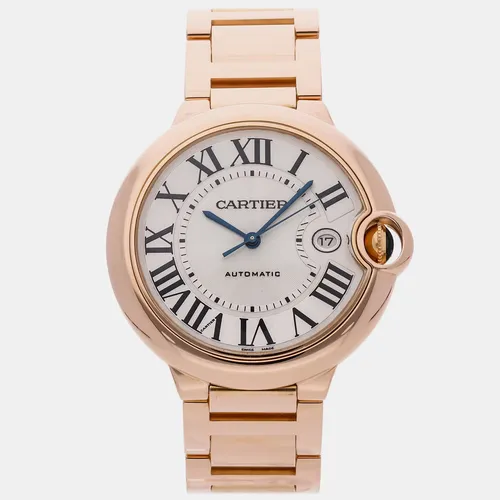 Cartier Ballon Bleu W69006Z2 Silver Rose Gold Automatic Men's Wristwatch 42mm