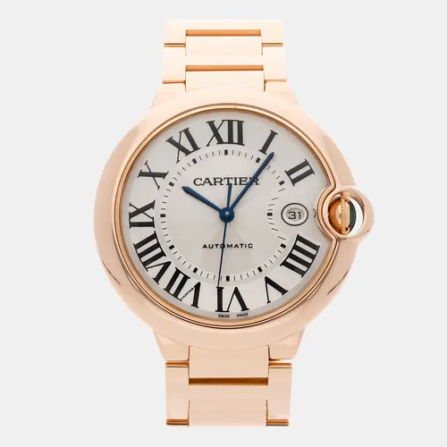 Cartier Ballon Bleu W69006Z2 Silver Automatic 18k Rose Gold Men's Wristwatch 42 MM