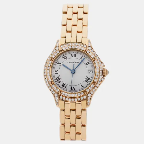 Cartier Panthere Cougar WF8003B9 silver yellow gold Quartz Women's Wristwatch 27 mm