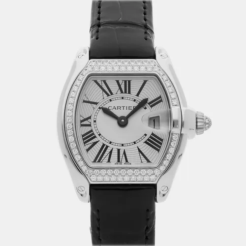 Cartier Roadster WE5002X2 silver white gold Diamond Quartz Men's Wristwatch 30 mm