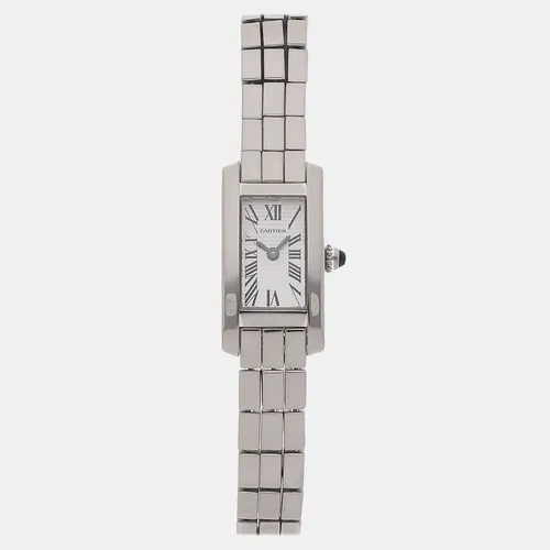 Cartier Tank Allongee Lanieres W15364W3 White Stainless Steel Quartz Women's Wristwatch