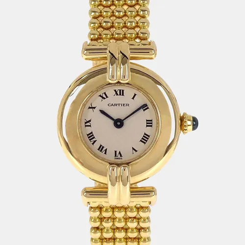 Cartier Colisee 1980 White 18K Yellow Gold Quartz Women's Watches 23mm