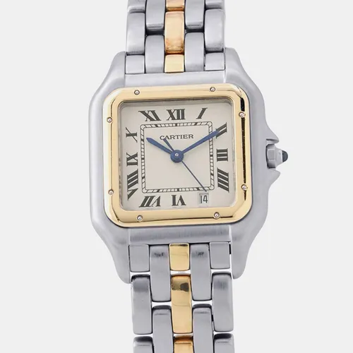 Cartier Panthere 83949 Ivory Stainless Steel 18K Yellow Gold Quartz Women's Wristwatch 26.5mm