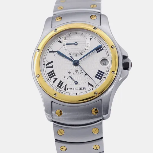 Cartier Santos W20038R3 Silver 18K Yellow Gold, Stainless Steel Automatic Women's Wristwatch 29mm