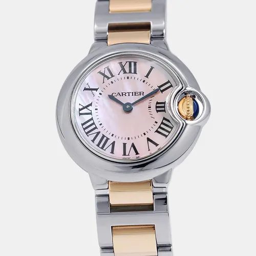 Cartier Ballon Bleu W6920034 Pink 18K Rose Gold, Stainless Steel Quartz Women's Wristwatch 28mm