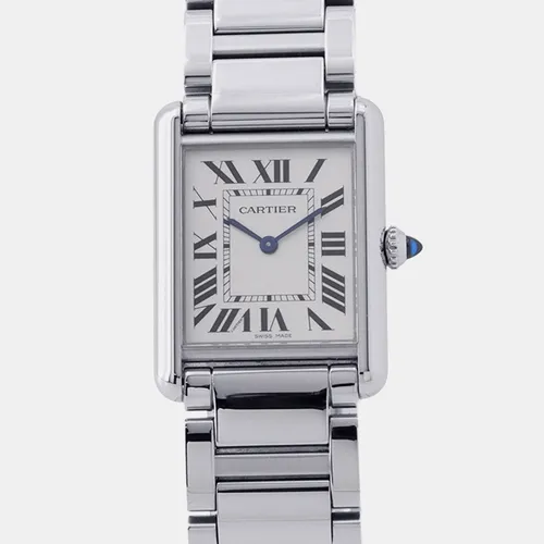 Cartier Tank Must WSTA0092 Silver Dial Stainless Steel Quartz Men's Wristwatch 33.7mm×W25.5mm