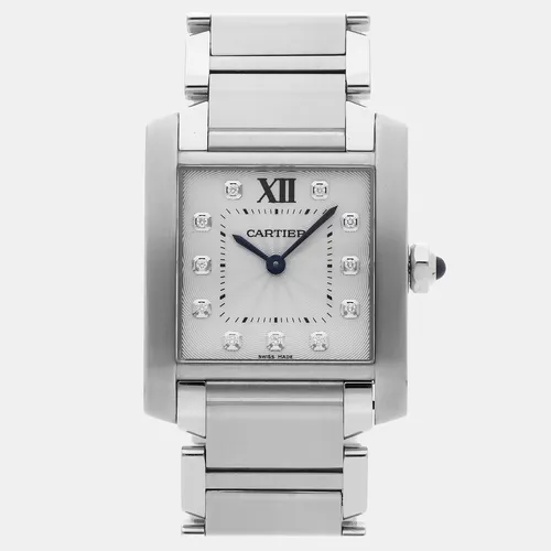 Cartier Tank Francaise WE110007 Silver Stainless Steel, Diamond Quartz Women's Wristwatch 25x30mm