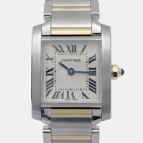 Cartier Tank Francaise W51007Q4 Silver 18K Yellow Gold, Stainless Steel Quartz Women's Wristwatch 20x25mm
