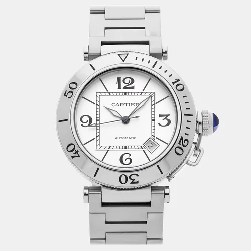 Cartier Pasha Seatimer W31080M7 White Stainless Steel Automatic Men's Wristwatches 40mm