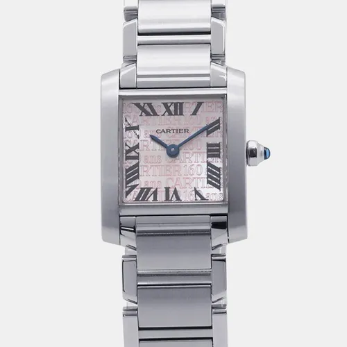 Cartier Tank Francaise W51035Q3 Pink Stainless Steel Quartz Women's Wristwatch 25×20mm