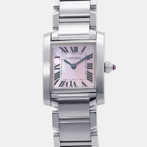 Cartier Tank Francaise W51028Q3 Pink Stainless Steel Quartz Women's Wristwatch 25×20mm