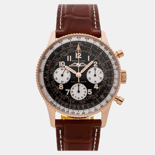 Breitling Navitimer Chronograph RB0910371B1X1 Black Rose Gold Manual Winding Men's Wristwatch 41mm