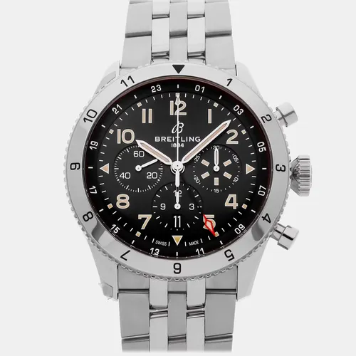 Breitling Super Avi B04 Chronograph GMT P-51 Mustang AB04453A1B1A1 Black Stainless Steel Automatic Men's Wristwatches 46mm