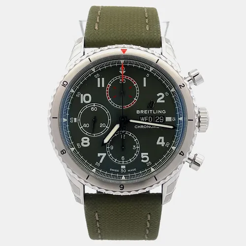 Breitling Aviator 8 Chronograph 43 Curtiss Warhawk A133161A1L1X2 Automatic Chronograph Green Dial Stainless Steel Men's Wristwatch 43mm