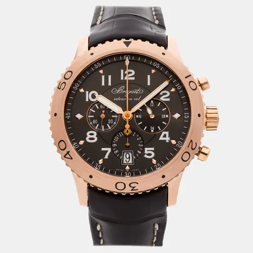 Breguet Transaltantique Type XX 3810BR/92/9ZU Brown 18K Rose Gold Automatic Men's Wristwatch 42mm