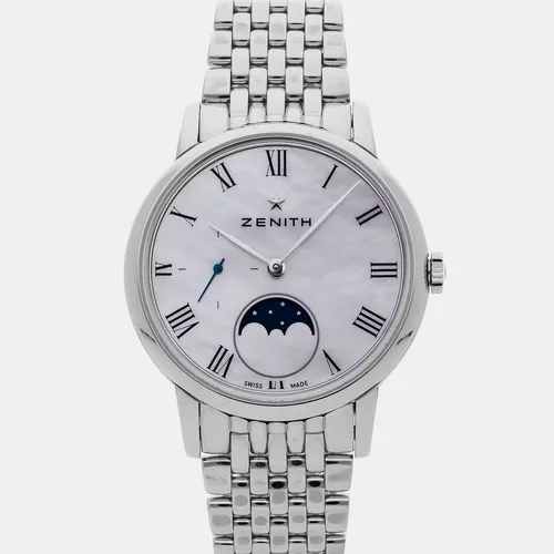 Zenith Elite Ultra Think Lady Moonphase 03.2320.692/81.M232 White Stainless Steel, Mother of Pearl Automatic Men's Wristwatch 36mm