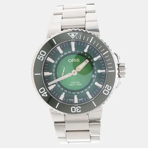 Oris Hangang Limited Edition Aquis 743 7734 4187 Green Stainless Steel Automatic Men's Wristwatch 43.5mm