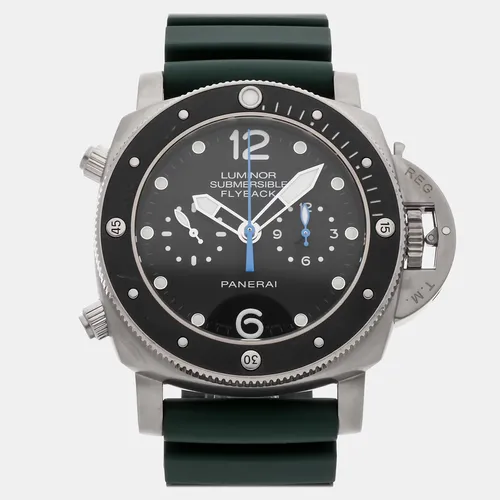 Panerai Luminor Submersible 1950 PAM00615 Automatic Flyback Chronograph Black Dial Titanium Men's Wristwatch 47mm