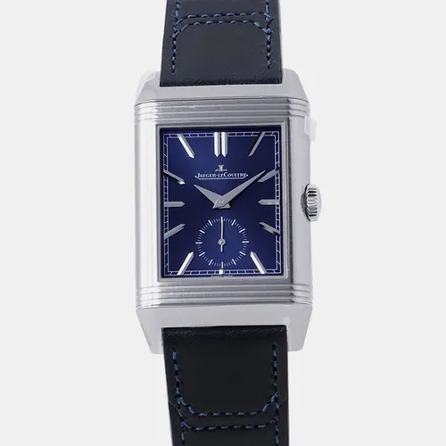 Jaeger LeCoultre Reverso Tribute Duo Blue/Silver Stainless Steel Hand Winding Men's Wristwatch 47mm×28.3mm