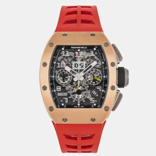 Richard Mille RM 011 Chronograph Felipe Massa RM011 AJ RG Transparent 18k Rose Gold Automatic Men's Wristwatch 50mm x 40mm