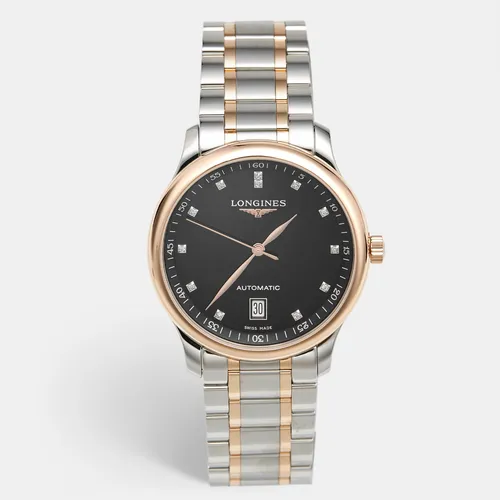 Longines Master Collection L2.628.5.59.7 Black Dial 18k Rose Gold Gold Plated Metal Diamond Men's Wristwatch 38.50 mm