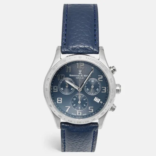 Bernhard H. Mayer Iris Chronograph BH13 CW Blue Dial Stainless Steel Leather Men's Wristwatch 38 mm